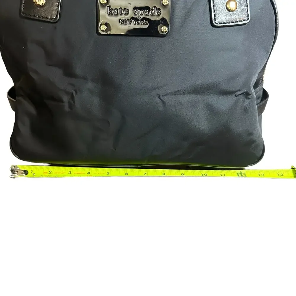 Kate Spade Nylon Shoulder Bag Purse Small Black Travel Tote Leather Trim